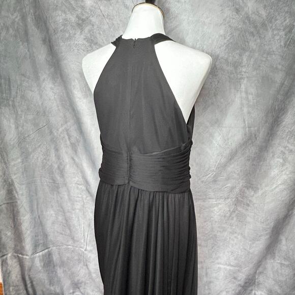 David's Bridal Ball Gown Dress Women Sz 14 Halter Maxi Black Formal Occasion - Picture 5 of 13